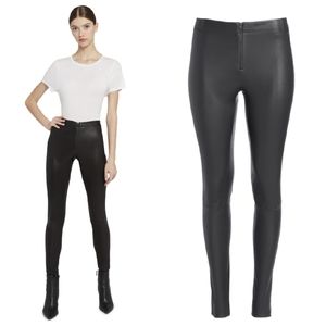 Alice + Olivia Zip Front Leather Leggings in Black